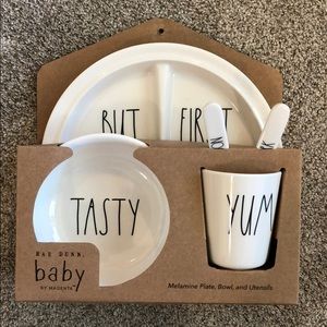 Rae Dunn Baby plate, bowl, and utensils